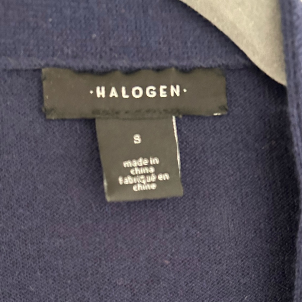 Halogen Navy Front Open Cashmere Blend Cardigan with Pockets - Small - Picture 4 of 8